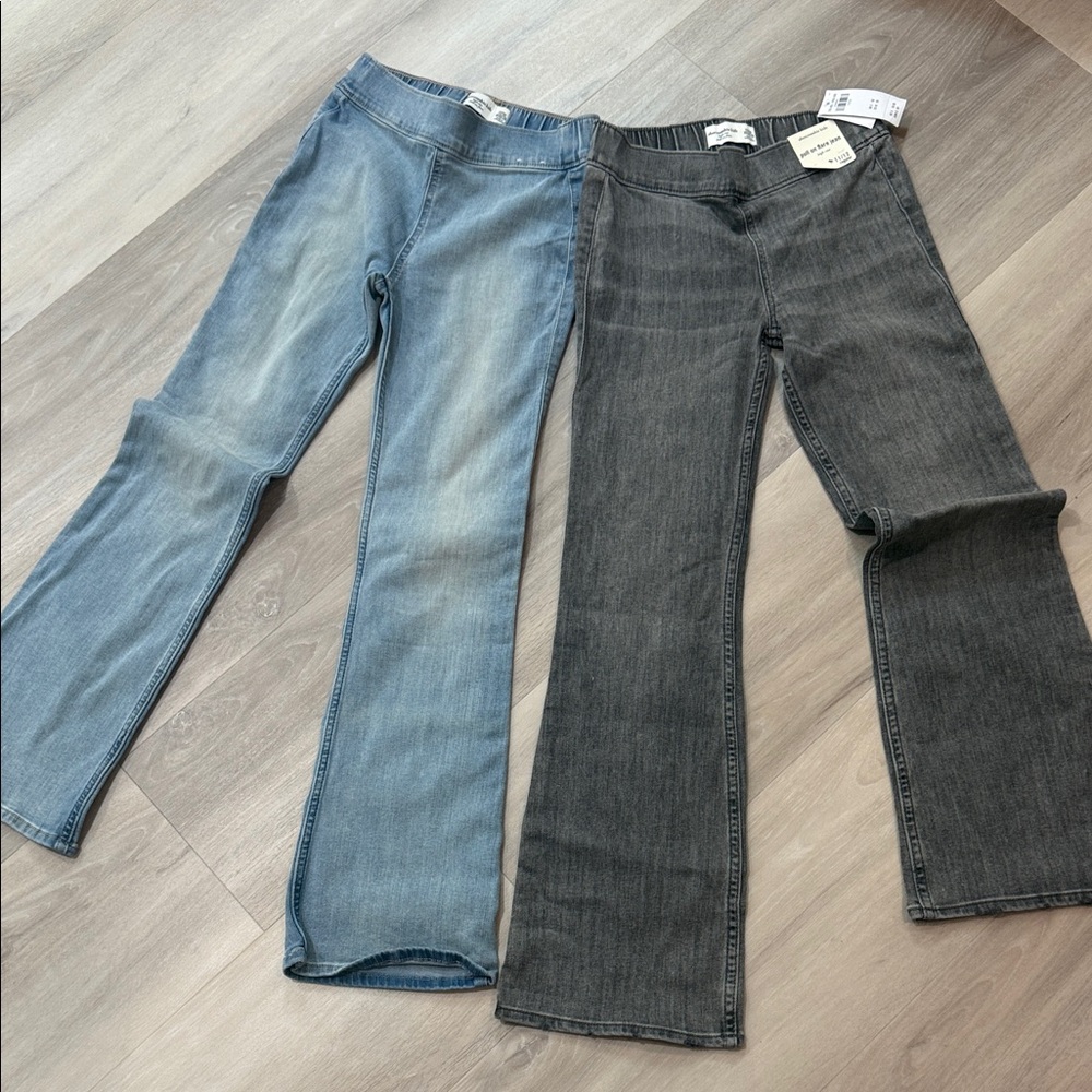 Abercrombie Kids Blue and Gray Flare Jeans